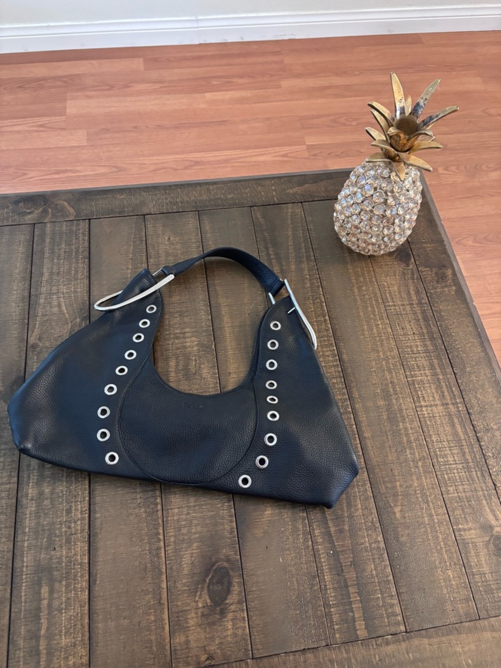 Black Grommet-Accent Shoulder Bag - Women